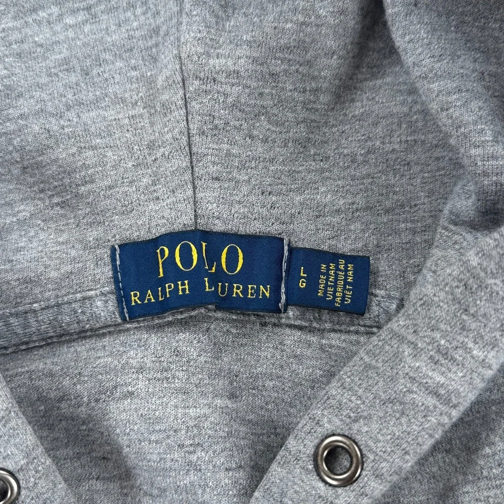 Polo Ralph Lauren Mens Hoodie Large Grey Full Zip Pony Logo Streetwear Classic